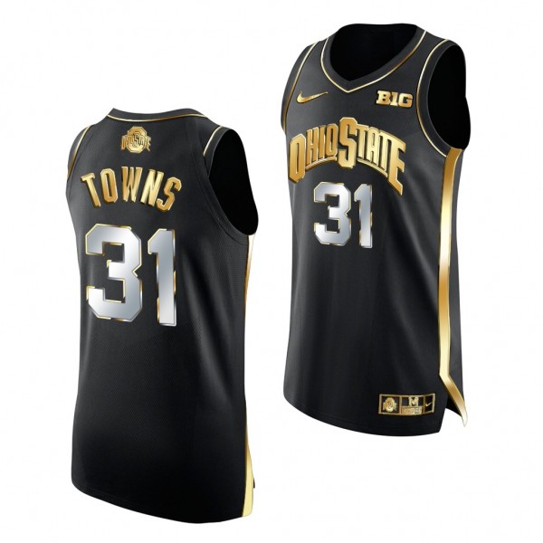 Seth Towns Ohio State Buckeyes 2021 March Madness PAC-12 Black Golden Authentic Jersey