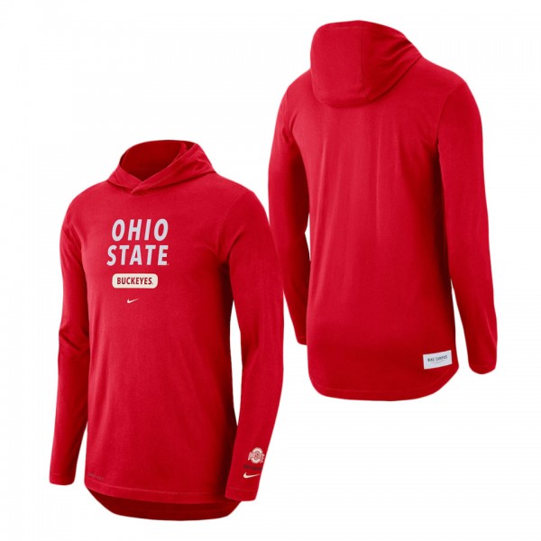 Ohio State Buckeyes Nike Team Stack Tri-Blend Performance Long Sleeve Hoodie T-Shirt Scarlet