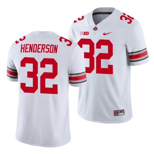 Ohio State Buckeyes TreVeyon Henderson 32 White Game Football Jersey Men's