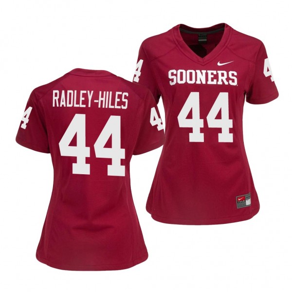 Oklahoma Sooners Brendan Radley-Hiles 44 Crimson College Football Game Jersey Women's