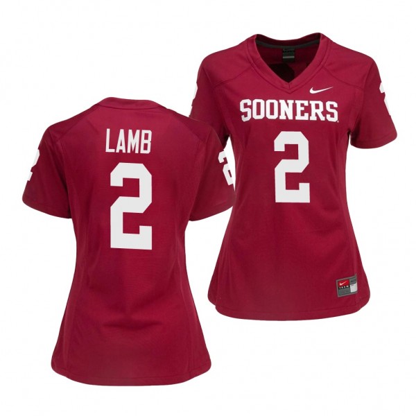 Oklahoma Sooners CeeDee Lamb 2 Crimson College Football Game Jersey Women's