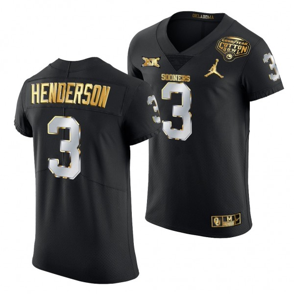 Oklahoma Sooners Mikey Henderson 2020 Cotton Bowl Classic Jersey Black Golden Edition