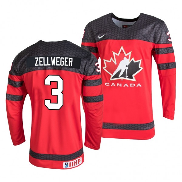 Olen Zellweger #3 Canada Hockey 2022 IIHF World Junior Championship Away Jersey Red