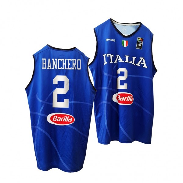 Paolo Banchero Italy Team #2 Blue FIBA Basketball World Cup Jersey Home