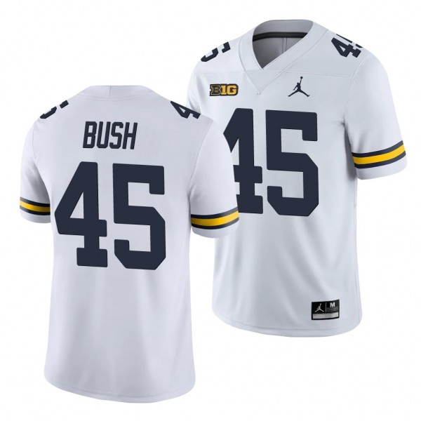 Michigan Wolverines Peter Bush White College Football Men's Game Jersey