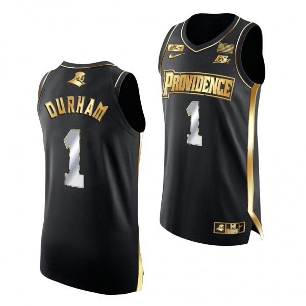 Al Durham 2022 NCAA March Madness Providence Friars Black Golden Edition Jersey