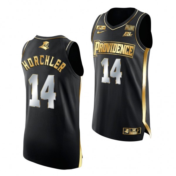 Noah Horchler 2022 NCAA March Madness Providence Friars Black Golden Edition Jersey