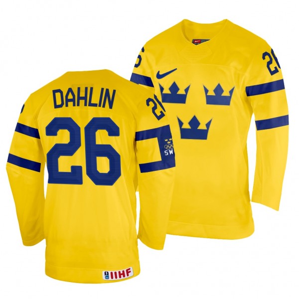 Sweden Hockey Rasmus Dahlin #26 Yellow Home Jersey...
