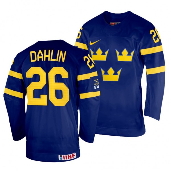 Rasmus Dahlin Sweden Hockey 2022 IIHF World Championship Navy Away Jersey #26