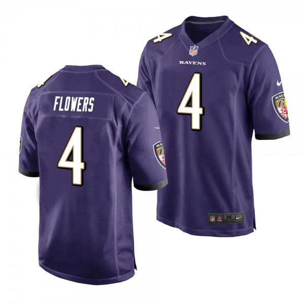 2023 NFL Draft Zay Flowers Baltimore Ravens #4 Purple Game Jersey Men's