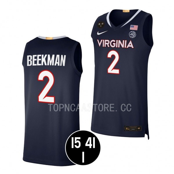 Virginia Cavaliers Reece Beekman Navy #2 UVA Stron...