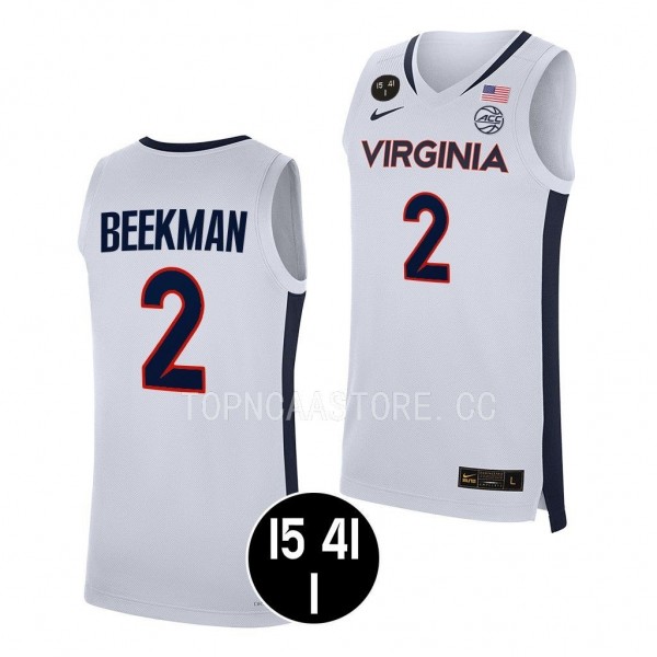 Reece Beekman Virginia Cavaliers #2 White UVA Stro...