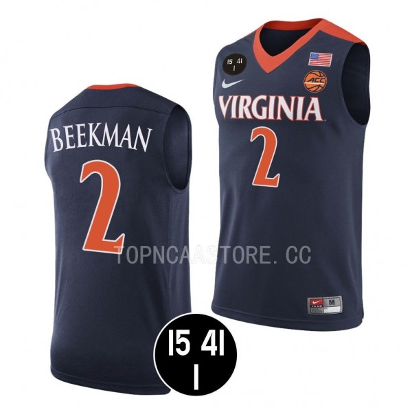 Reece Beekman Virginia Cavaliers #2 Navy UVA Strong Jersey Retro Basketball