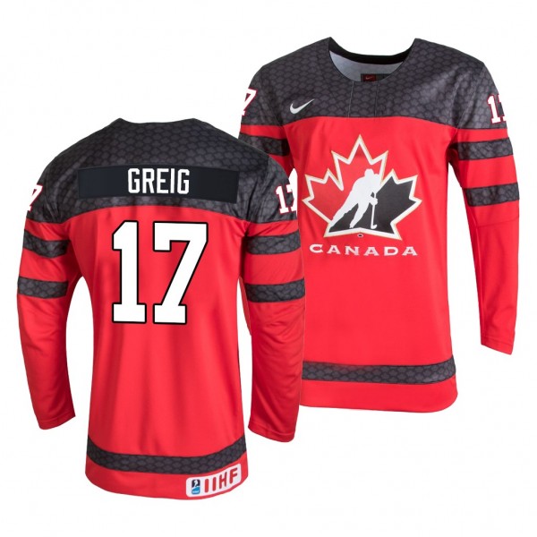 Ridly Greig #17 Canada Hockey 2022 IIHF World Juni...