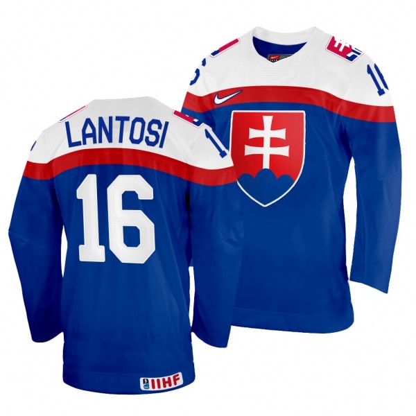 Slovakia Hockey Robert Lantosi #16 Blue Away Jerse...