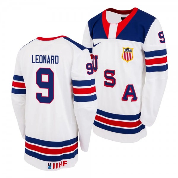 USA Hockey Ryan Leonard #9 White Home Jersey 2022 ...