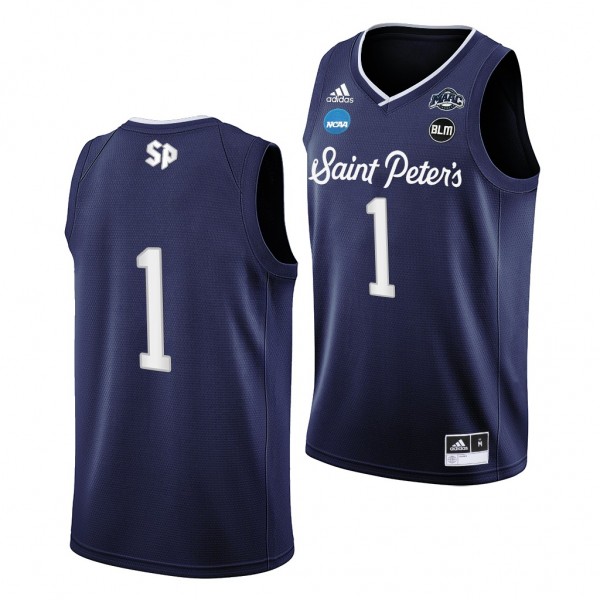 Saint Peter's Peacocks 2022 NCAA March Madness #1 Jersey Navy