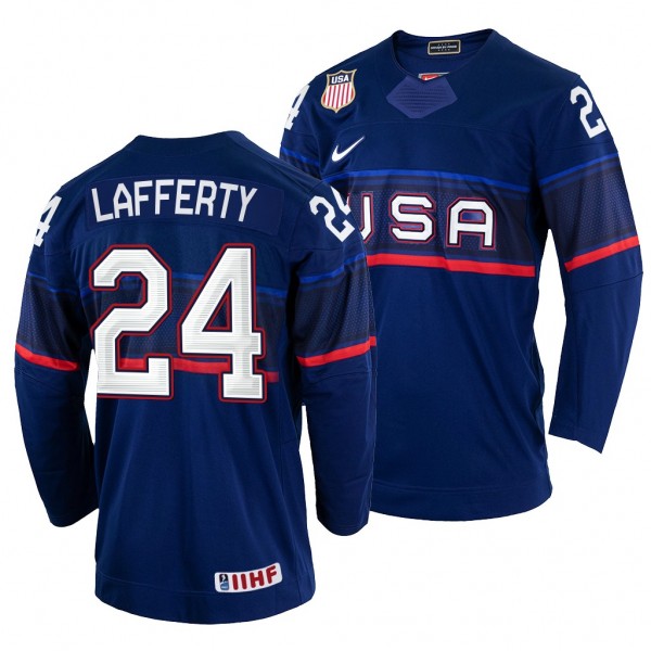 USA Hockey Sam Lafferty #24 Navy Away Jersey 2022 ...