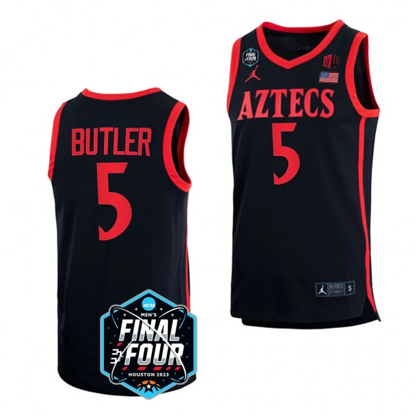 2023 NCAA National Championship Lamont Butler San Diego State Aztecs #5 Black March Madness Jersey
