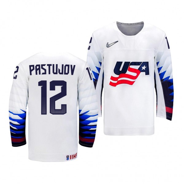Sasha Pastujov #12 USA Hockey 2022 IIHF World Juni...