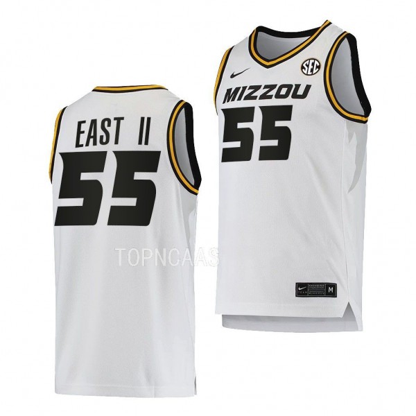Sean East II Missouri Tigers #55 White Home Basket...