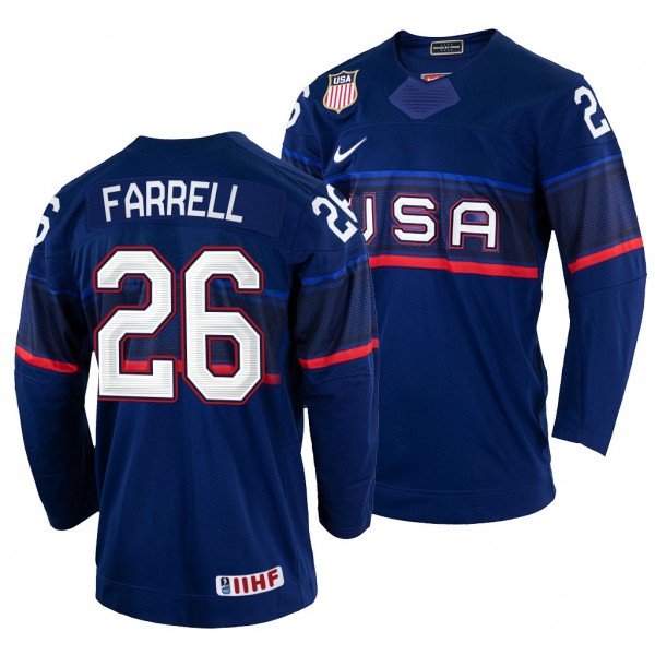 USA Hockey Sean Farrell #26 Navy Away Jersey 2022 ...