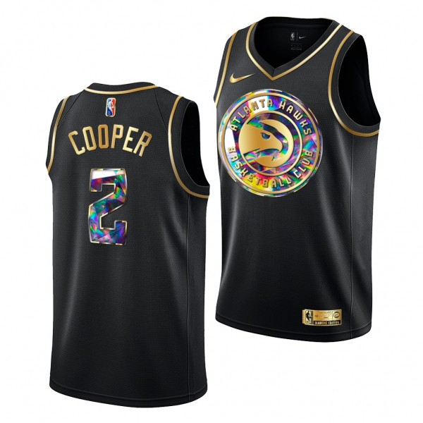 2021 NBA Draft Sharife Cooper #2 Hawks Diamond Logo Black Jersey Golden Edition