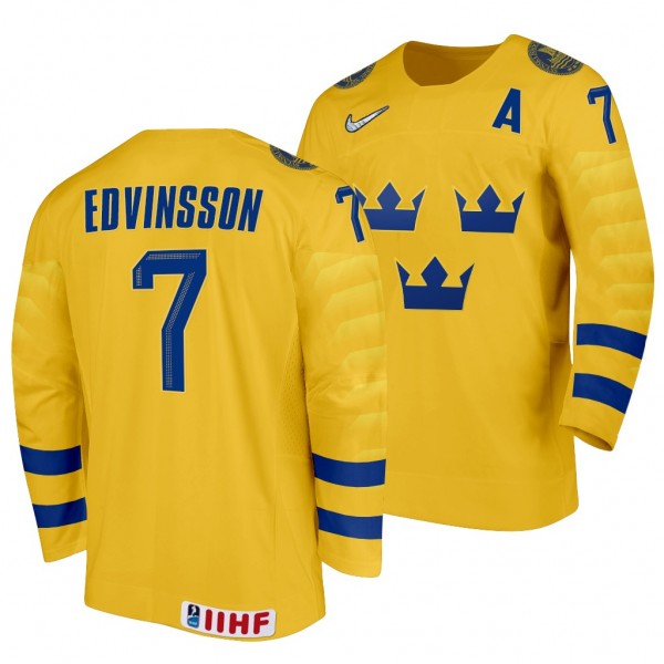 Simon Edvinsson #7 Sweden Hockey 2022 IIHF World J...