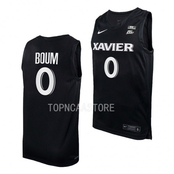 Xavier Musketeers Souley Boum College Basketball Replica uniform Black #0 Jersey 2022-23