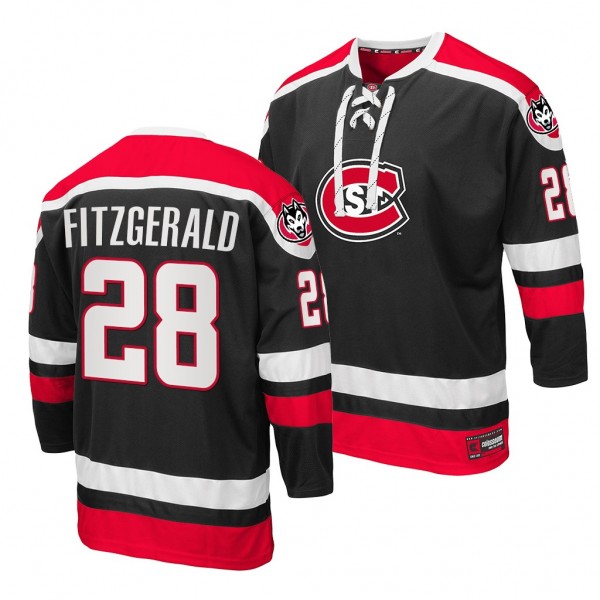 Kevin Fitzgerald St. Cloud State Huskies 28 Black College Hockey Jersey 2021-22 Lace-up