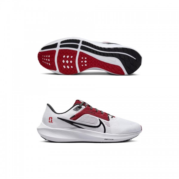 Stanford Cardinal Nike Unisex Zoom Pegasus 40 Running Shoes White