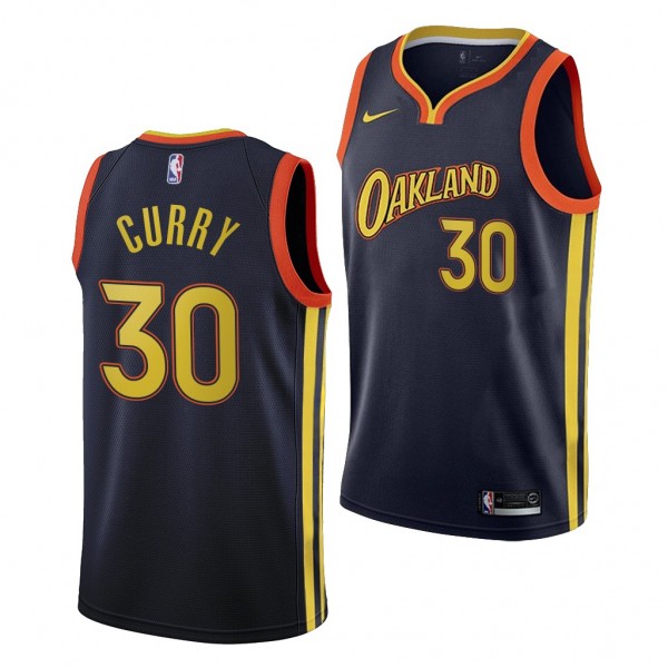 NBA Draft Stephen Curry #30 Warriors Navy Jersey C...