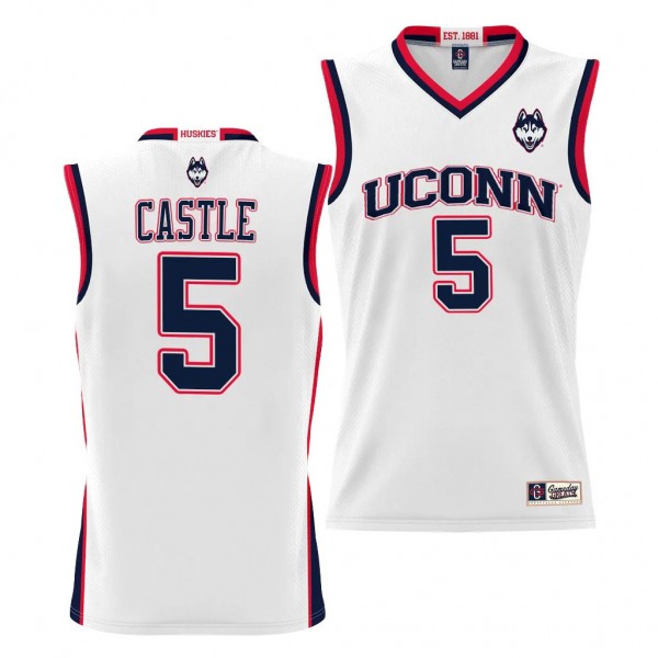 Stephon Castle UConn Huskies #5 White NIL Basketba...