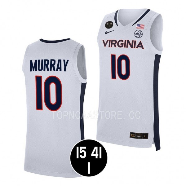 Taine Murray Virginia Cavaliers #10 White UVA Stro...