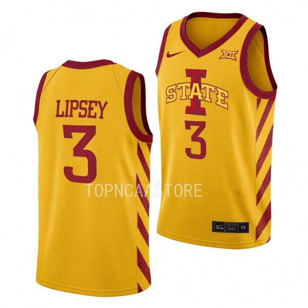 Tamin Lipsey Iowa State Cyclones #3 Gold College Basketball Jersey 2022-23