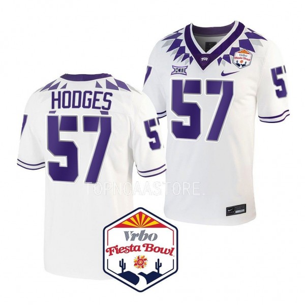 TCU Horned Frogs 2022 Fiesta Bowl Johnny Hodges #57 White Men's College Football Playoff Jersey