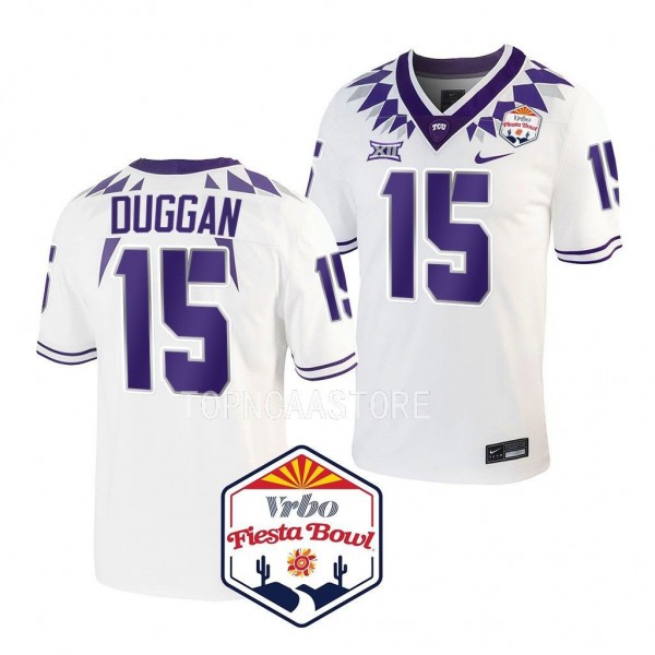 TCU Horned Frogs 2022 Fiesta Bowl Max Duggan #15 White Men's College Football Playoff Jersey