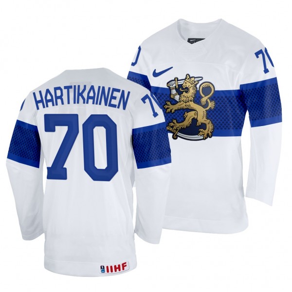 Finland Hockey Teemu Hartikainen #70 White Home Jersey 2022 IIHF World Championship