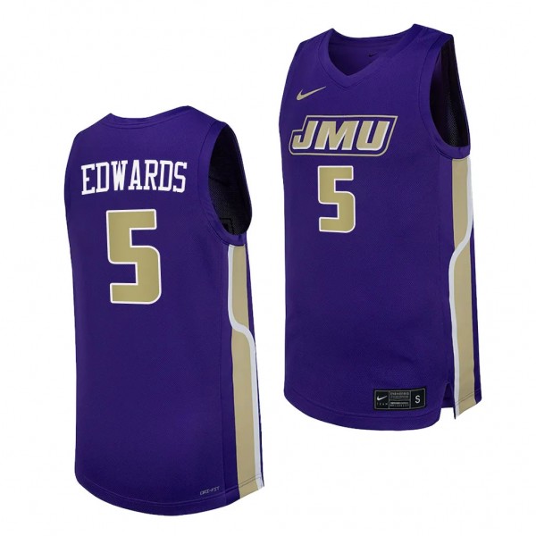 Terrence Edwards #5 James Madison Dukes Replica Basketball Jersey Purple