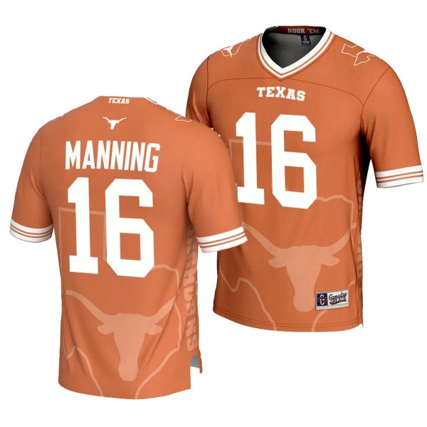 Texas Longhorns #16 Arch Manning Icon Print Orange...
