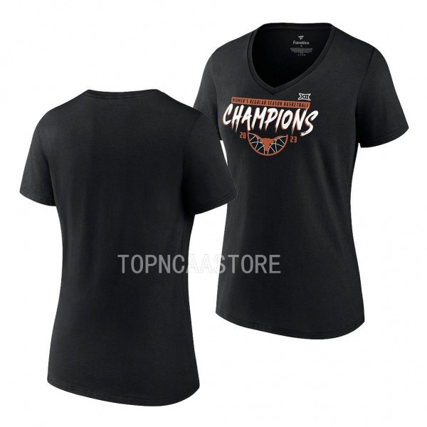 Texas Longhorns Black 2023 Big 12 Regular Season Champions Womens Basketball Women T-Shirt