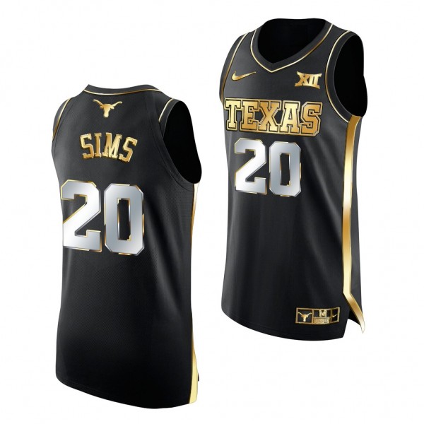 Jericho Sims Texas Longhorns 2021 March Madness Black Golden Authentic Jersey