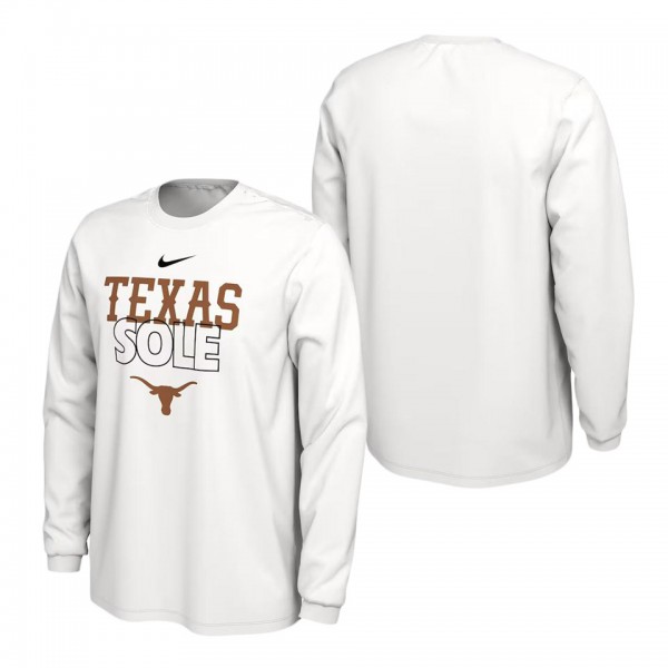 Texas Longhorns On Court Long Sleeve T-Shirt White