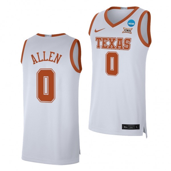 Texas Longhorns Timmy Allen 2023 NCAA March Madness Men's Basketball White Jersey