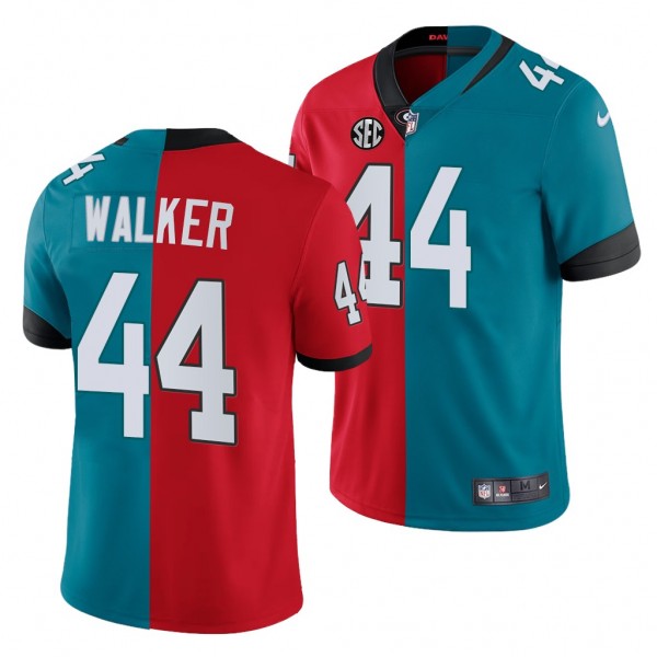 Travon Walker 2022 NFL Draft Bulldogs X Jaguars Split Limited Jersey - Red Teal