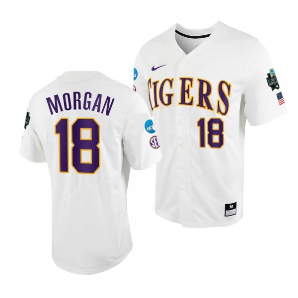 Tre' Morgan LSU Tigers #18 White 2023 College World Series NCAA Baseball Jersey