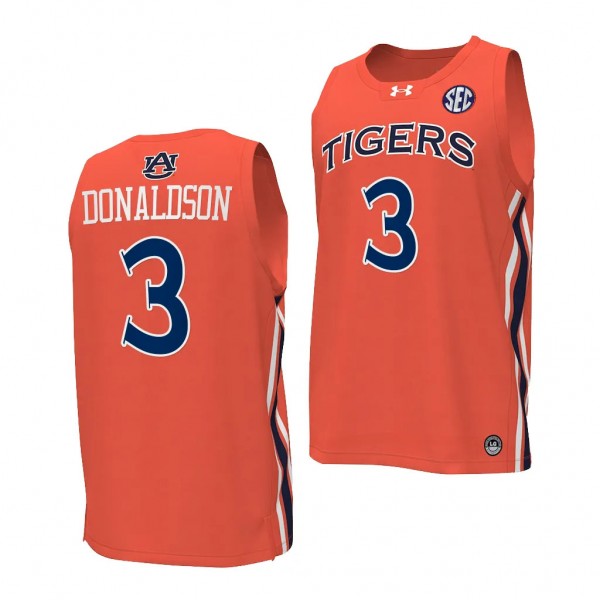 Tre Donaldson Auburn Tigers #3 Orange Replica Basketball Jersey Men