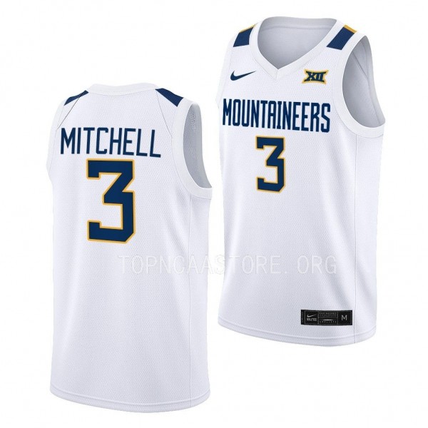 Tre Mitchell West Virginia Mountaineers #3 White H...