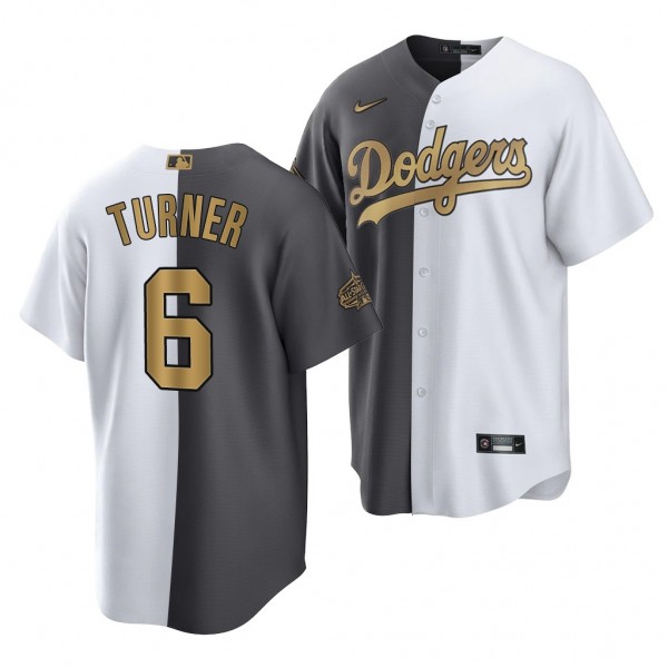 2022 MLB All-Star Game Trea Turner Los Angeles Dodgers #6 White Charcoal Split Jersey Men's
