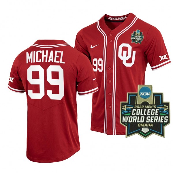 Trevin Michael Oklahoma Sooners 2022 College World Series Men Jersey - Crimson